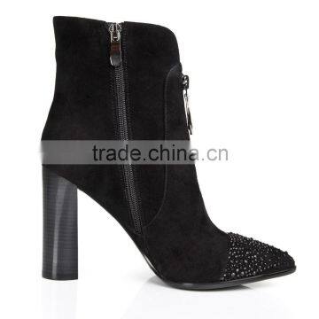 Top Fashionable Rhinestone Women Boots Andkle Boots Leather Heels photo-3