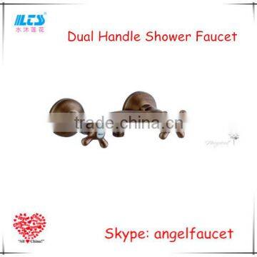 High quality antique brass shower faucet double handle faucet