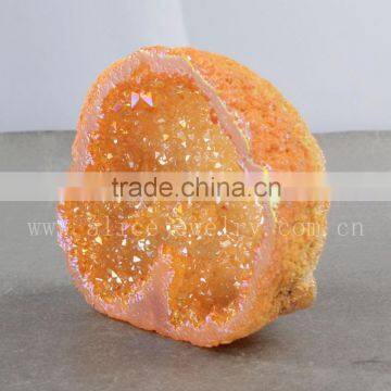 Wholesale Orange Aura Quartz Healing Stones and Crystals geode, spirit quartz, hybrid crystal geode