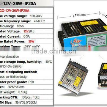 Shenzhen RGX 12V 36W 25W 60W 100W 150W 200W 250W 350W LED Power Supply