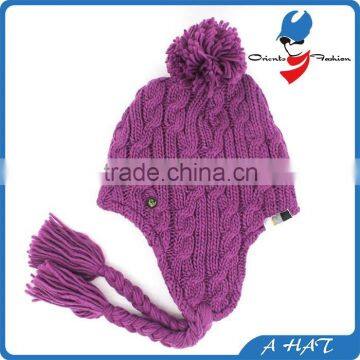 colorful warm kids winter hat with cap straps