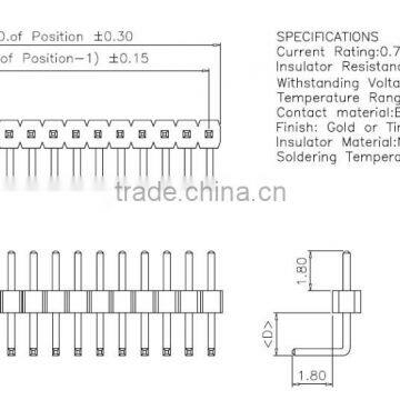 PH100 single row right angle Pin header connector