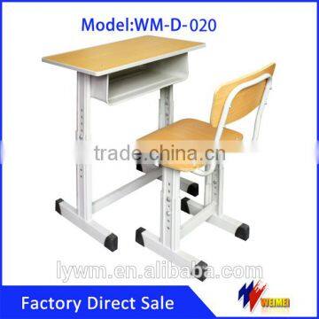 Wood Furniture Adjustable Students Used Desk and Chair with Bench