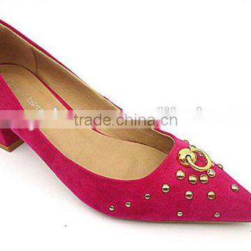 new fashion stylish middle heel pointed toe women shoes with rivet and button