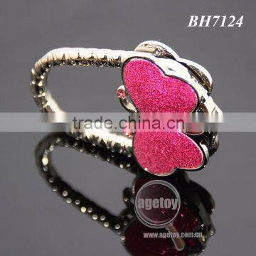 Rose Red Color Shimmering Powder Butterfly Shaped Zinc Alloy Metal Foldable Portable Promotional Bag Hook photo-4