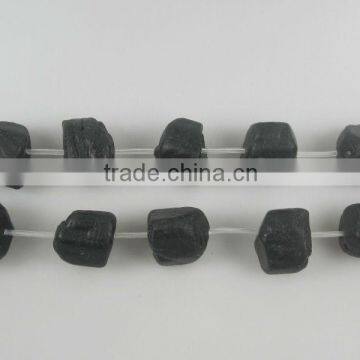 Wholesale 13-15*18-22mm Black Tourmaline satin finish nugget beads for jewelry