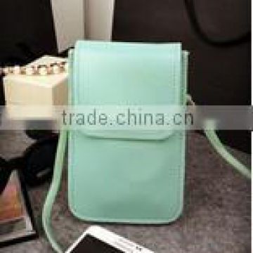 Factory Price 12 Colors Lady Shoulder Leather Cell phone Wallet Bags