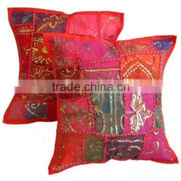 NEW HANDMADE PATCHWORK VINTAGE SARI CUSHION COVERS-INDIA