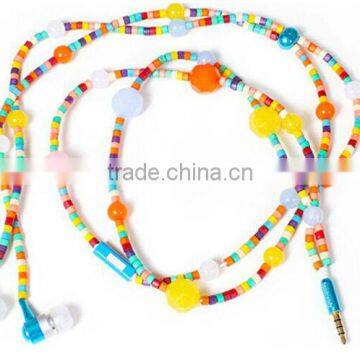 Fashion beaded stone earphone for promotion and gifts