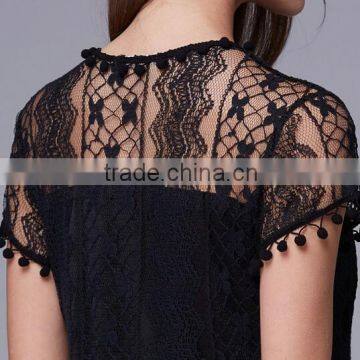 Latest Design Lady's Tassel Sexy Lace Evening Dress/ photo-5