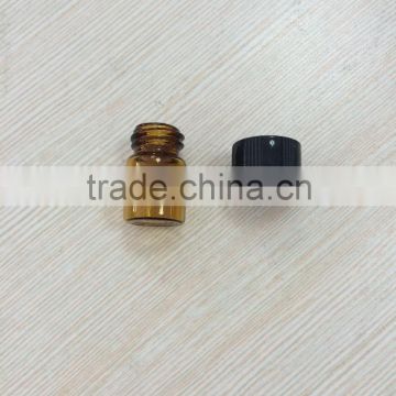 1ml amber color tube glass bottle with black cap