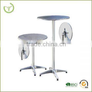 Adjustable round aluminium bar table with two height option/With folding function bar table