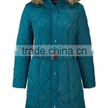 Detachable Hood Long Sleeve Quilting Coat Fur Collar Winter Jacket Women Down Jacket