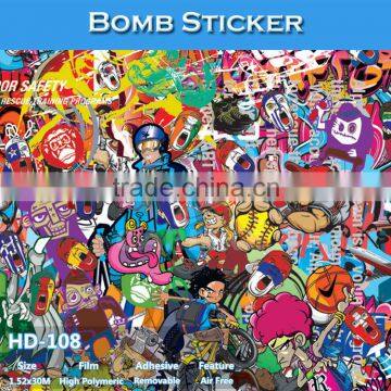 HD-108 CARLIKE Air Bubble Free Durable Bomb Sticker Car Body Wrap Sticker