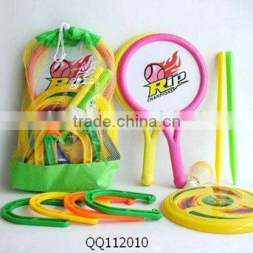 Plastic sports toys--4 kinds sport toys for kids.(goft, tennis,flying disk..)