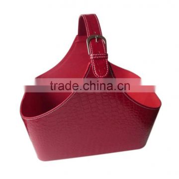 The red stone grain food basket leather storage basket basket new gift basket corte magazine basket