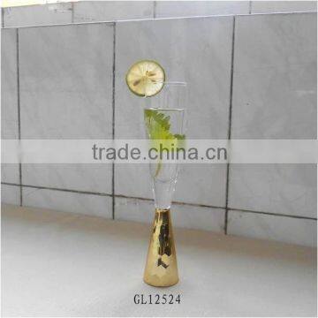 Gold Colored Thick Stem Long Champagne Glasses photo-5