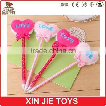 kids plush heart shape pecil heart shape plush pen cheap plush ball pen                        
                                                Quality Choice