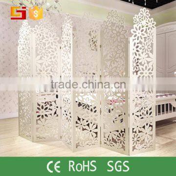 Cherry pattern solid wood room divider waterproof hand install screen