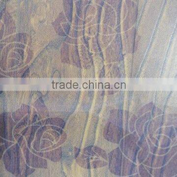 Flower printed polyester mesh fabric rose