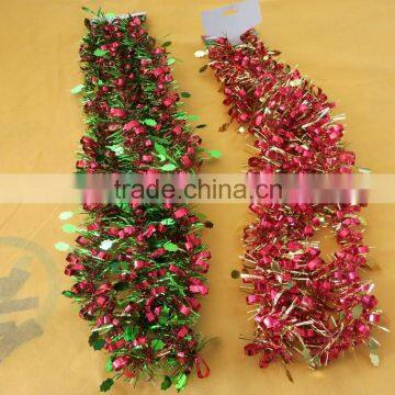 PET wire leaves metallic plastic Christmas garland