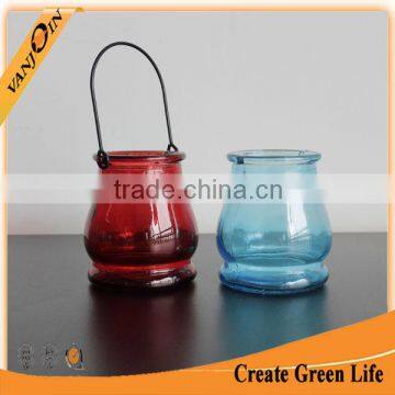 Decorative Glass Flower Jar With Metal Handle Wholesale photo-4