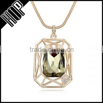 Best selling fashion square shaped gold plated resin gem pendant