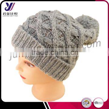 Fashion winter wool felt acrylic knitted caps and hats with pom pom factory wholesale sales (accept custom)