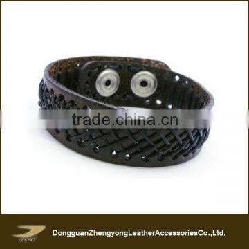 Jewelry Mens Womens Dark/ Brown Leather Wristband Cuff Bracelet