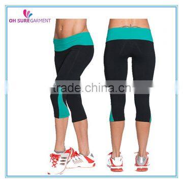 ladies 3/4 length dry fit spandex/supplex sports leggings