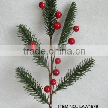 2015 newest special artificial pine needle and foam red berry pick 21" branches pick for chrismas decoration pick