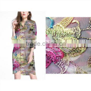 Factory Hot Selling fashion multi-colored dyed embroidery fabric/lace fabric/mesh fabric /colorful fabric for women's dress