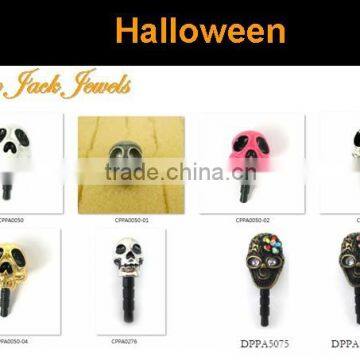 Fashion metal Halloween skull heads phone jack jewelry set ,Customized Colors or LOGO and OEM design accept