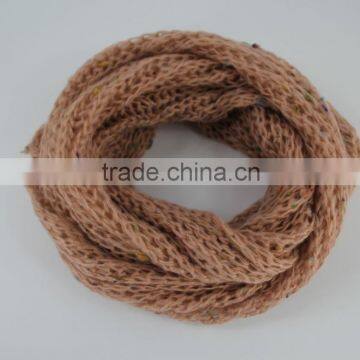 In Stock! 100% acrylic loop scarf knitted pink neck warmer
