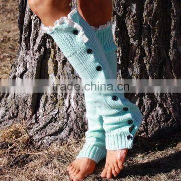 Unique Knee above Knitting Socks Women Leg Warmers Adult Button Lace Knee Boots Winter Leg warmer                        
                                                Quality Choice