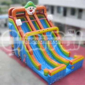 Local factory hot sales inflatable double lane clown slide for kids