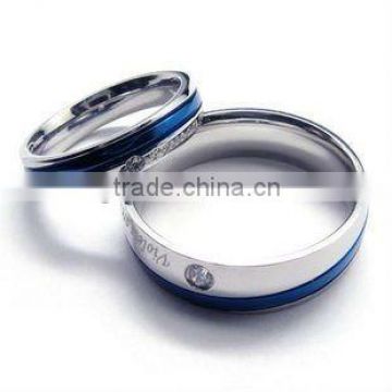 S4 High Quality CZ Stone Blue Stainless Steel Ring