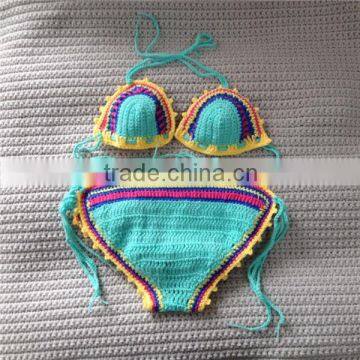 2015 Sexy crochet cotton bikini sets,handmade bikini swimwear