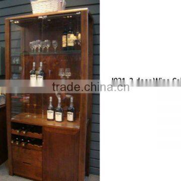 Chinese Walnut Glass Wine Cabinet