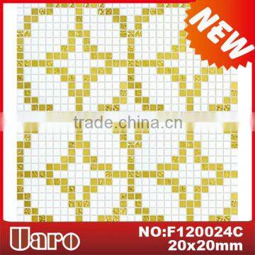 Fantastic decor floor tile glass golden mosaic patterns