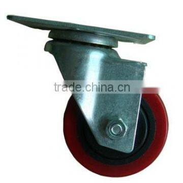 Swivel pu caster with plain plate,zinc plated