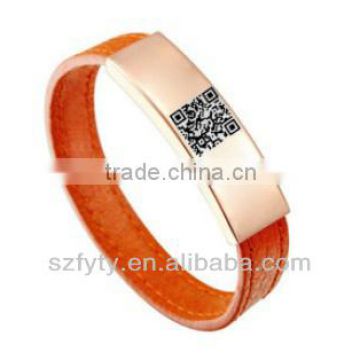 leather QR code bracelet