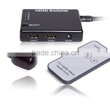 4 ways hdmi switch oem 4x1 hdmi switcher with IR Remote Support 3D 1080p used with android tv box