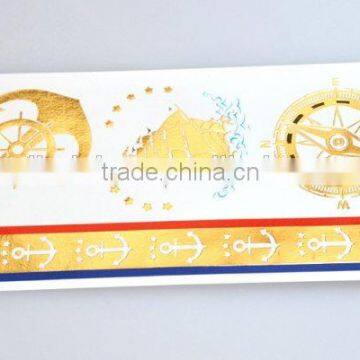 Custom dazzling flash gold tattoo foil temporary body art tattoo metalic jewelry tattoo sticker factory