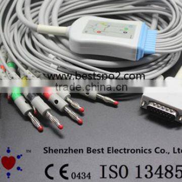 Nihonkohden EKG 10 lead Cable and Leadwires IEC 4.0 Banana connector with the screw