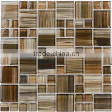 48*48mm 2*2inch vertical pattern black + amber glass mosaic tile for bedroom