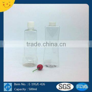 500 ml Square Shape Clear PET Fruit Juice Bottle Mineral Water Bottle