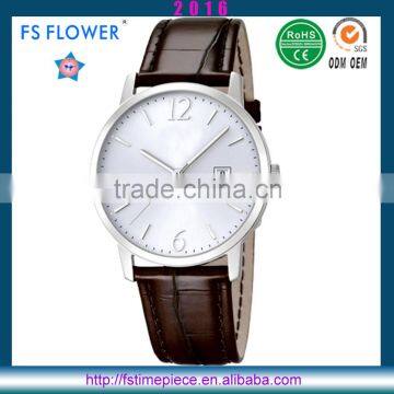 FS FLOWER - High Quality OEM Calfskin Leather Starp Quartz Miyota Movt Formal Classic Mens Watches Made In China