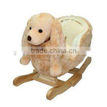 Plush beige dog baby rocking horse swings