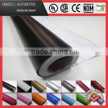 Warranty Polymeric Car Wrap Vinyl 1.52*30M Air Bubble Free 3D Carbom fiber Vinyl